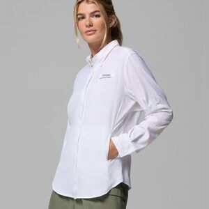 Columbia Women’s PFG Tamiami ll White Button-Up Top Long Sleeve Shirt Large L